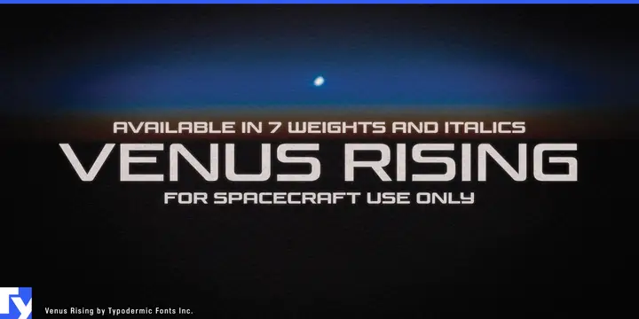 Venus Rising typeface specimen